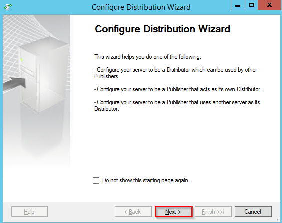SQL Server Replication : Configure Distribution Wizard